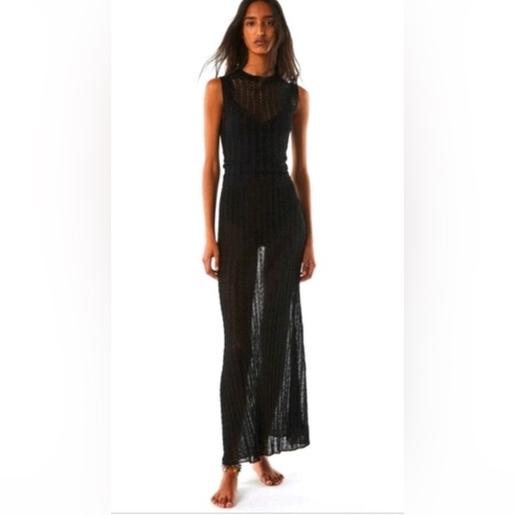 Zara Black Sheer Knit Maxi Skirt - Picture 1 of 9
